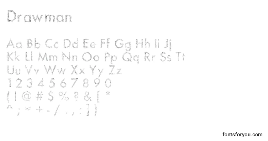 Schriftart Drawman – Alphabet, Zahlen, spezielle Symbole