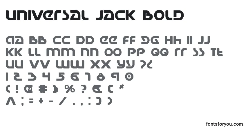Schriftart Universal Jack Bold – Alphabet, Zahlen, spezielle Symbole