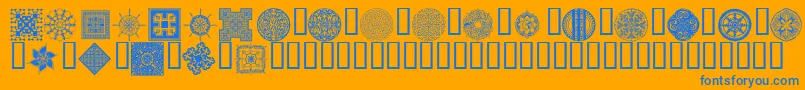 Wmdesigns2-Schriftart – Blaue Schriften auf orangefarbenem Hintergrund