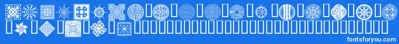 Wmdesigns2-Schriftart – Weiße Schriften auf blauem Hintergrund
