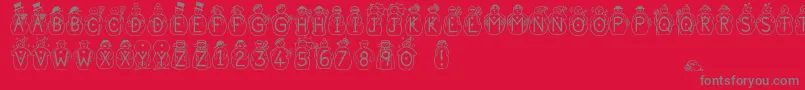 Jfsnobiz-Schriftart – Graue Schriften auf rotem Hintergrund