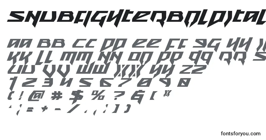 A fonte SnubfighterBoldItalic – alfabeto, números, caracteres especiais