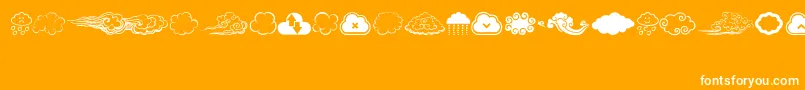 CloudsMix-Schriftart – Weiße Schriften auf orangefarbenem Hintergrund