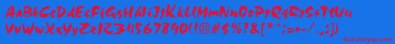 CezanneRegular Font – Red Fonts on Blue Background