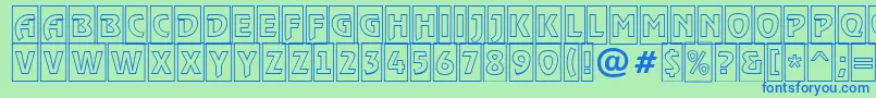 フォントRewindertitulcmotlRegular – 青い文字は緑の背景です。