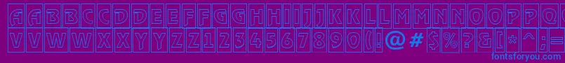 フォントRewindertitulcmotlRegular – 紫色の背景に青い文字