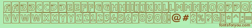 RewindertitulcmotlRegular-fontti – ruskeat fontit vihreällä taustalla