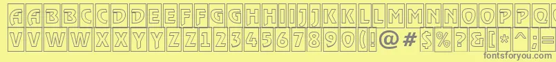 RewindertitulcmotlRegular-fontti – harmaat kirjasimet keltaisella taustalla