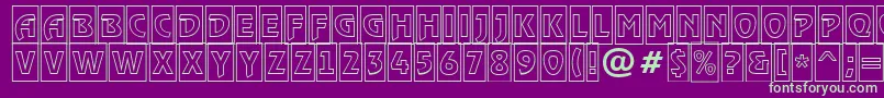 フォントRewindertitulcmotlRegular – 紫の背景に緑のフォント