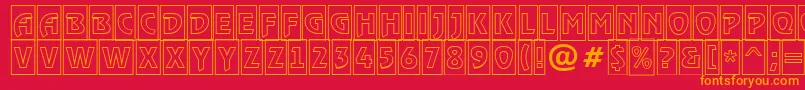 フォントRewindertitulcmotlRegular – 赤い背景にオレンジの文字