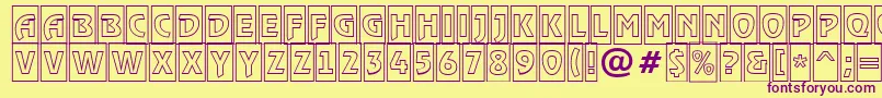 RewindertitulcmotlRegular-fontti – violetit fontit keltaisella taustalla