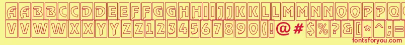 フォントRewindertitulcmotlRegular – 赤い文字の黄色い背景