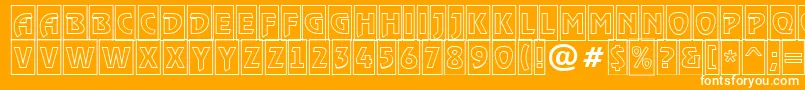 フォントRewindertitulcmotlRegular – オレンジの背景に白い文字