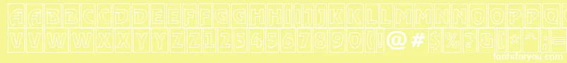 フォントRewindertitulcmotlRegular – 黄色い背景に白い文字