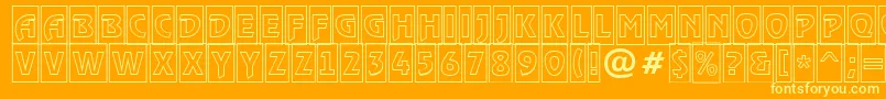 RewindertitulcmotlRegular-fontti – keltaiset fontit oranssilla taustalla