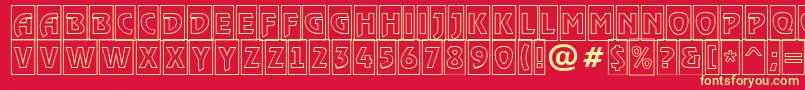 RewindertitulcmotlRegular-fontti – keltaiset fontit punaisella taustalla