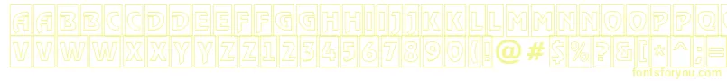 フォントRewindertitulcmotlRegular – 白い背景に黄色の文字