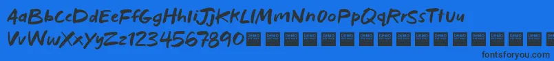 Fonte BadHabitsDemo – fontes pretas em um fundo azul