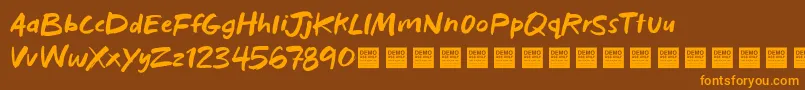 BadHabitsDemo-Schriftart – Orangefarbene Schriften auf braunem Hintergrund