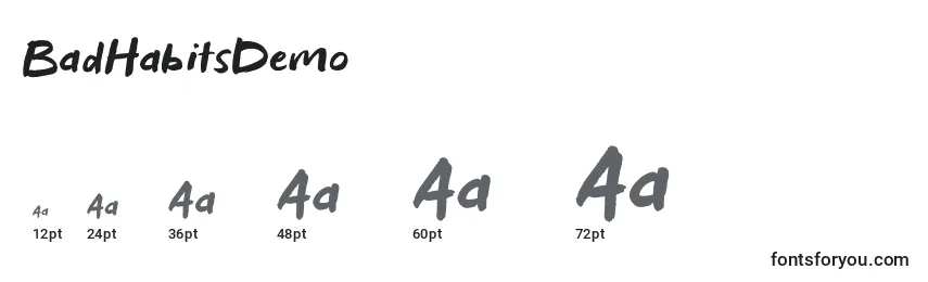 Размеры шрифта BadHabitsDemo