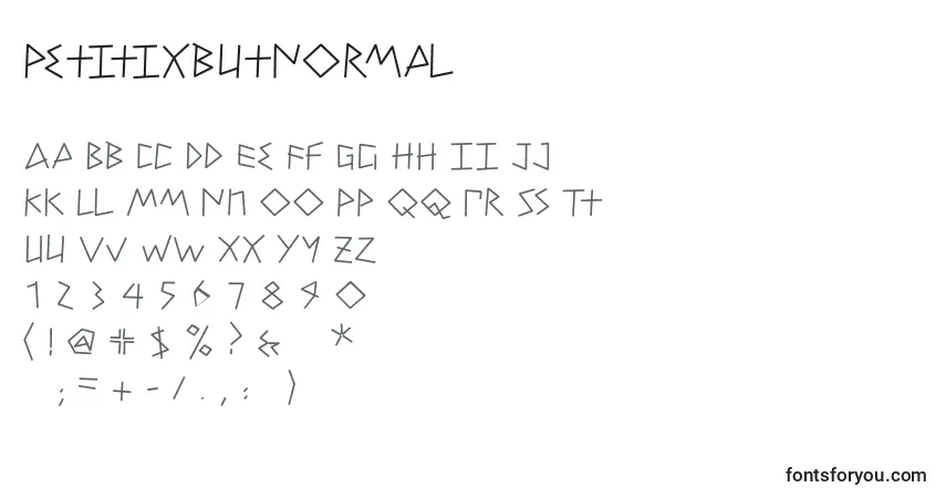 A fonte PetitixbutNormal – alfabeto, números, caracteres especiais