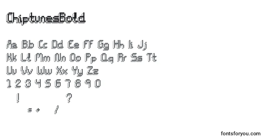 A fonte ChiptunesBold – alfabeto, números, caracteres especiais