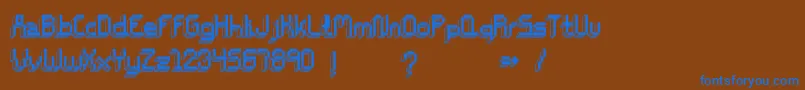 Fonte ChiptunesBold – fontes azuis em um fundo marrom