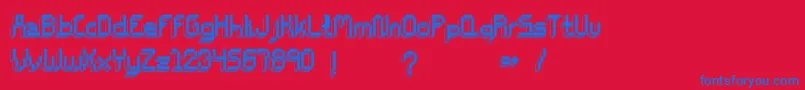 ChiptunesBold-Schriftart – Blaue Schriften auf rotem Hintergrund