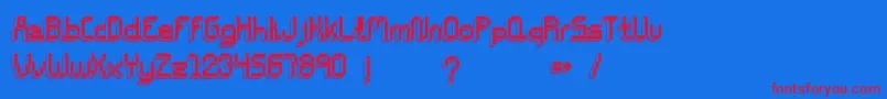 ChiptunesBold-Schriftart – Rote Schriften auf blauem Hintergrund