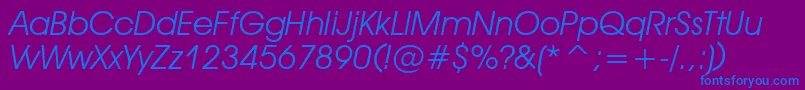 DeckerItalic Font – Blue Fonts on Purple Background