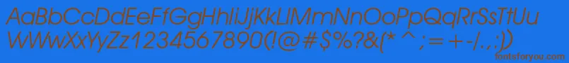 DeckerItalic Font – Brown Fonts on Blue Background
