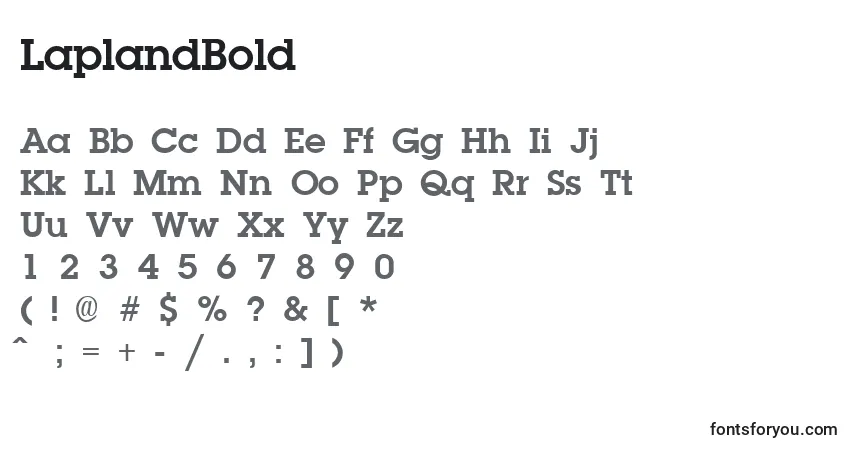 A fonte LaplandBold – alfabeto, números, caracteres especiais