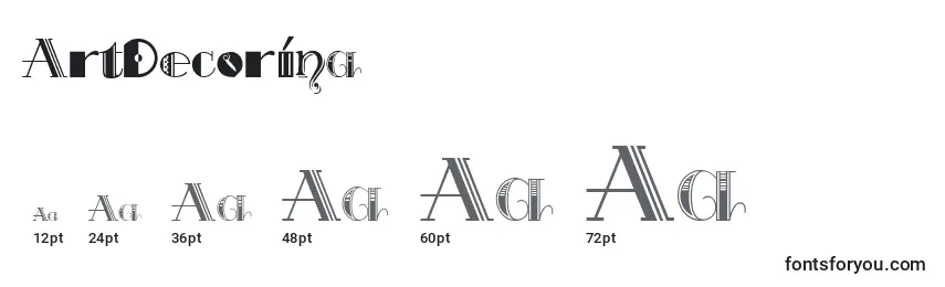 ArtDecorina Font Sizes