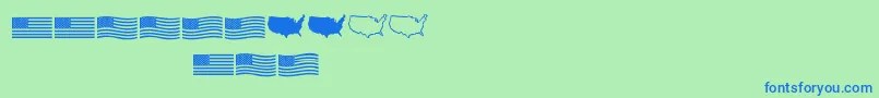 Usflag-Schriftart – Blaue Schriften auf grünem Hintergrund