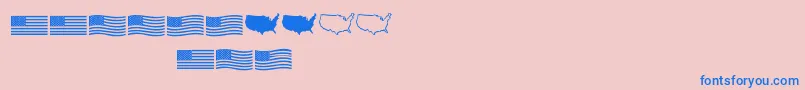 Usflag-Schriftart – Blaue Schriften auf rosa Hintergrund