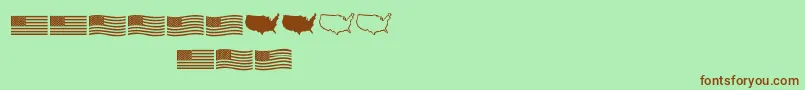 Usflag-Schriftart – Braune Schriften auf grünem Hintergrund