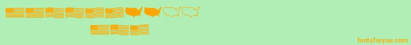フォントUsflag – オレンジの文字が緑の背景にあります。