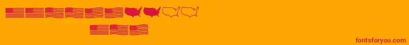 Usflag-Schriftart – Rote Schriften auf orangefarbenem Hintergrund
