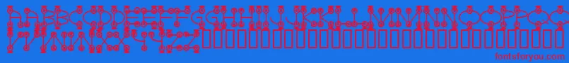 Galactosetwo-Schriftart – Rote Schriften auf blauem Hintergrund