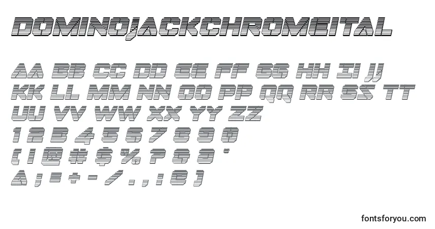 Шрифт Dominojackchromeital – алфавит, цифры, специальные символы