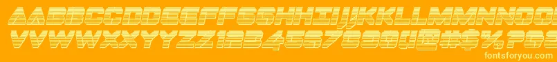 Dominojackchromeital-Schriftart – Gelbe Schriften auf orangefarbenem Hintergrund