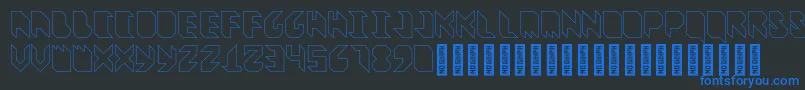 VitreousOutline-Schriftart – Blaue Schriften auf schwarzem Hintergrund