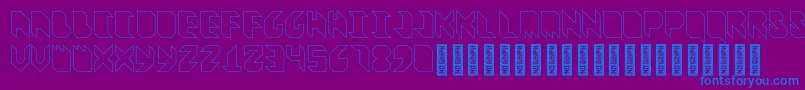 フォントVitreousOutline – 紫色の背景に青い文字