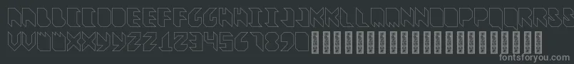 VitreousOutline-fontti – harmaat kirjasimet mustalla taustalla