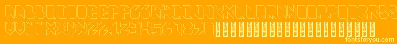 VitreousOutline-fontti – keltaiset fontit oranssilla taustalla