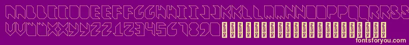 VitreousOutline-fontti – keltaiset fontit violetilla taustalla