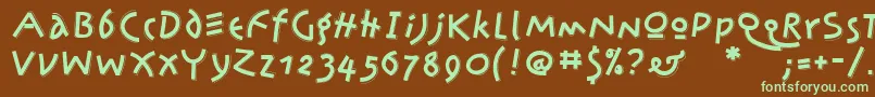 フォントJonassplint – 緑色の文字が茶色の背景にあります。