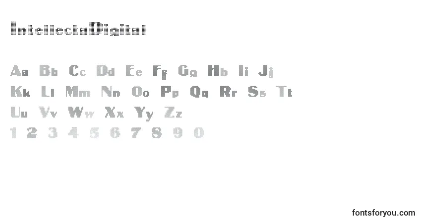 A fonte IntellectaDigital (86707) – alfabeto, números, caracteres especiais