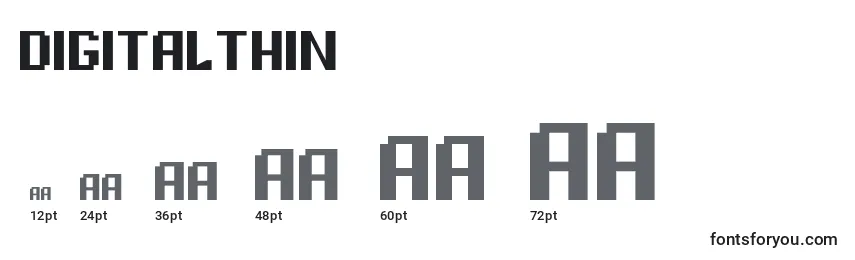 Размеры шрифта DigitalThin