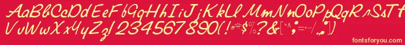 Elainefont81Regular-Schriftart – Gelbe Schriften auf rotem Hintergrund
